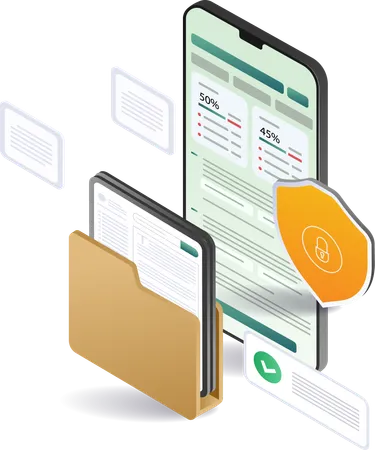 Aplicativo de smartphone para análise de segurança de dados  Ilustração