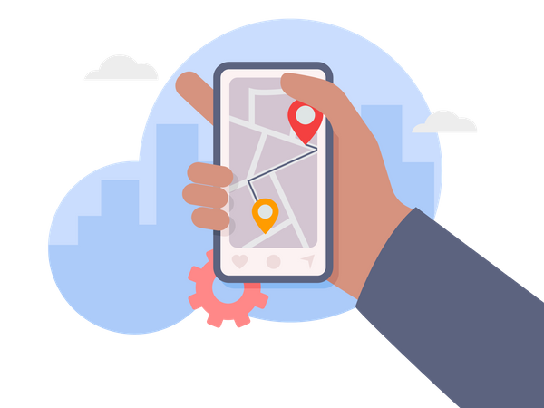 Aplicativo rastreador de localização móvel  Ilustração
