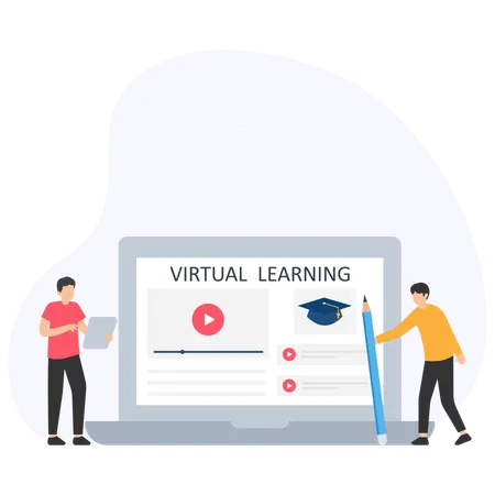 Aplicativos de aprendizagem virtual ajudam alunos a aprimorar seus estudos  Ilustração