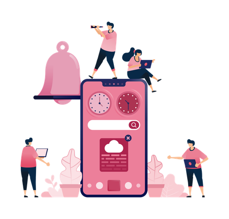 Aplicativos de lembrete no smartphone para gerenciamento de tempo  Illustration