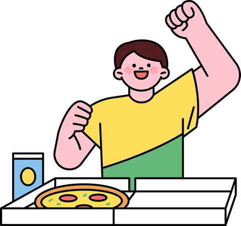 Apoiadores masculinos comendo pizza  Ilustração