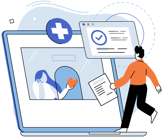 Apólice de seguro médico online  Ilustração