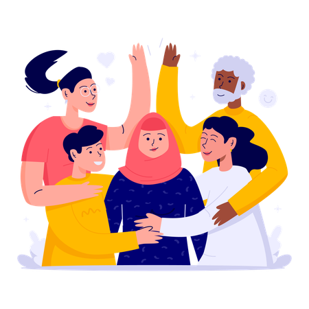 Apoyo familiar y amistad  Ilustración