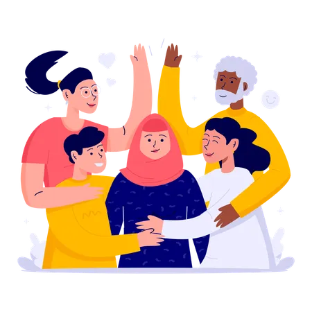 Apoyo familiar y amistad  Ilustración