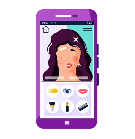 App mit Mädchen beim Schminken  Illustration