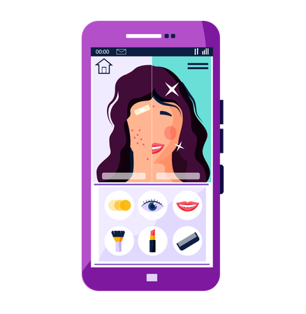 App with girl doing makeup  Illustration