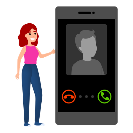 Appel entrant d'une personne sur un téléphone portable  Illustration