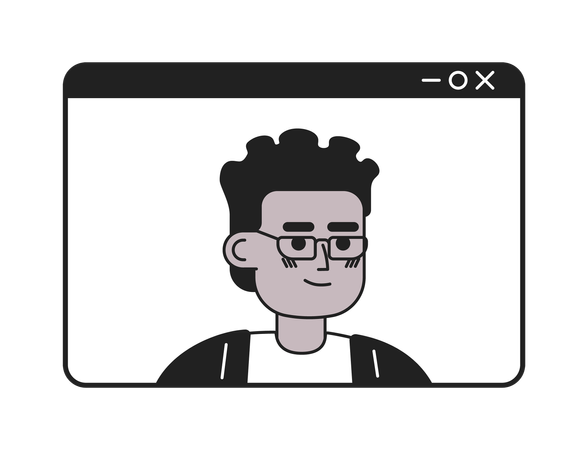 Appel vidéo homme afro-américain lunettes  Illustration