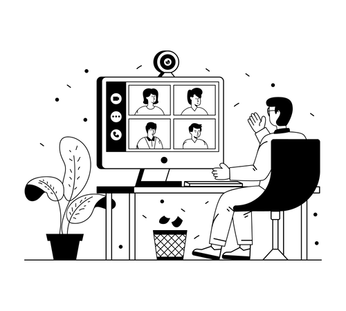 Appel vidéo de groupe  Illustration