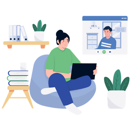Appel vidéo d'équipe à distance  Illustration