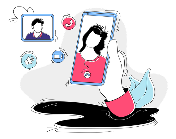 Appel vidéo en ligne  Illustration