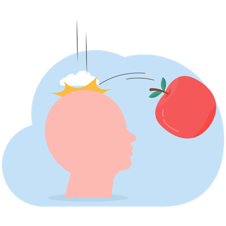 Apple falling down from head  Illustration