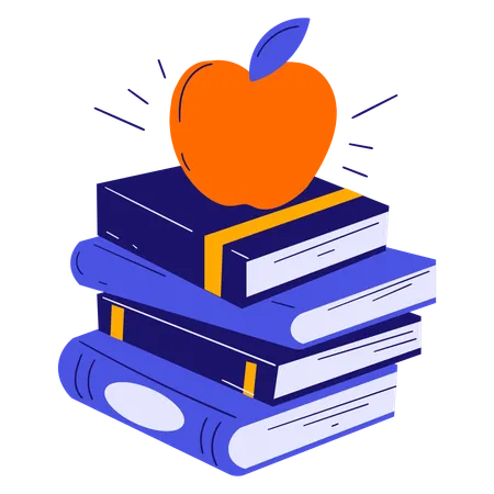 Apple on books  Illustration