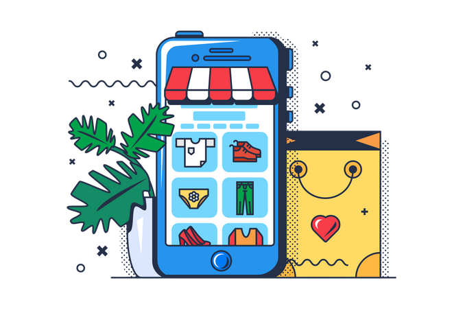 Application d'achat de vêtements en ligne  Illustration