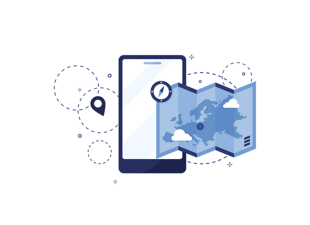 Application de navigation avec carte  Illustration