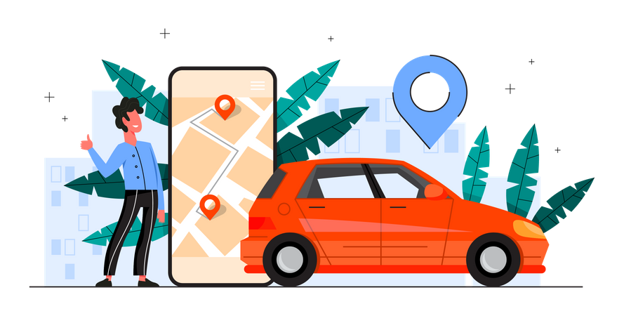 Application de partage de véhicules en ligne  Illustration