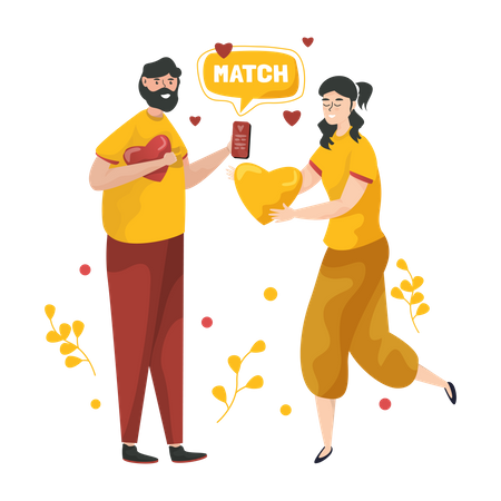 Application de rencontres avec les signes de correspondance  Illustration