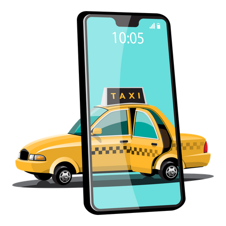 Demande de service de taxi en ligne  Illustration