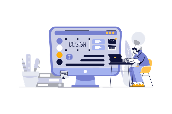 Application developer designs new website  Illustration