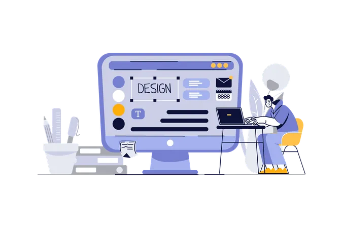 Application developer designs new website  Illustration