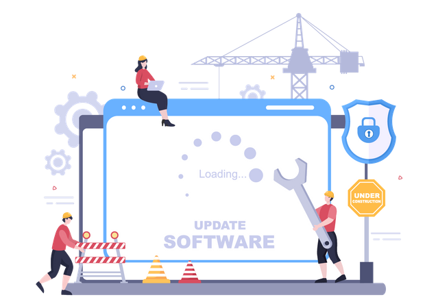 Application developer updating system software Illustration