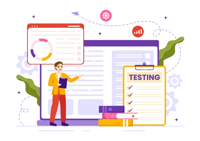 Software Testing Vector Illustration With Application Engineering Debugging Development Process Programming And Coding In Hand Drawn Templates 일러스트레이션
