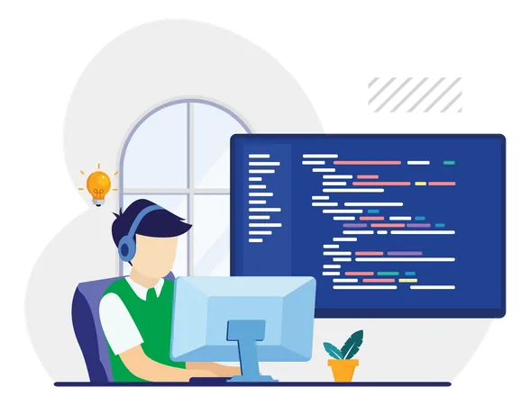 Programmer And Engineering Development Coding Web Development Website Design Developer Flat Vector Illustration
