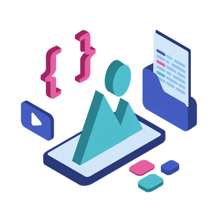 Application development with coding file  Illustration