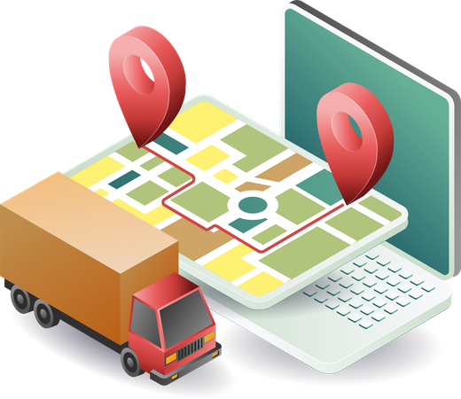 Application for mapping location of package delivery  Illustration