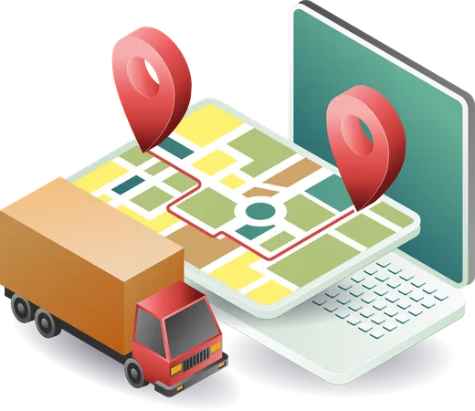 Application for mapping location of package delivery  Illustration