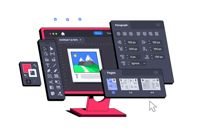 Application logicielle de publication assistée par ordinateur et de conception de mise en page  Illustration