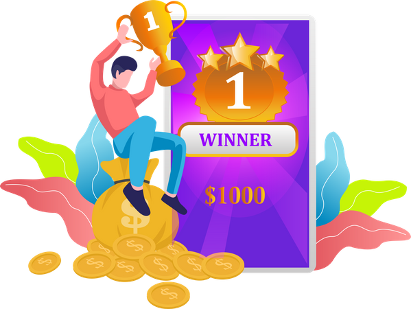 Gagnant de l'application mobile profitant du trophée  Illustration