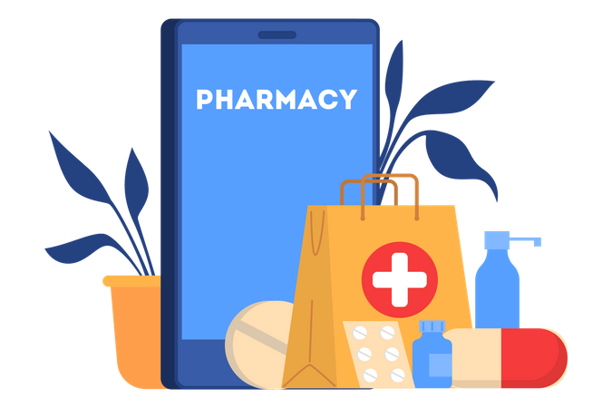 Application de pharmacie en ligne  Illustration