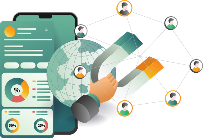 Application pour smartphone permettant d'analyser le développement du réseau d'entreprise  Illustration