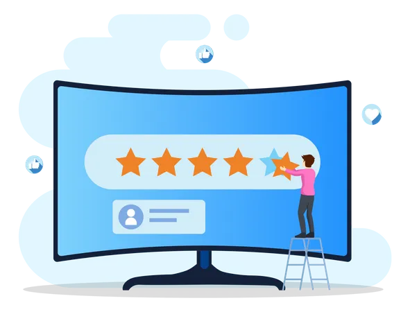 Application Rating Concept Technology Reviews Stars With Good And Bad Rate Customer Satisfaction Social Media Flat Vector Illustration