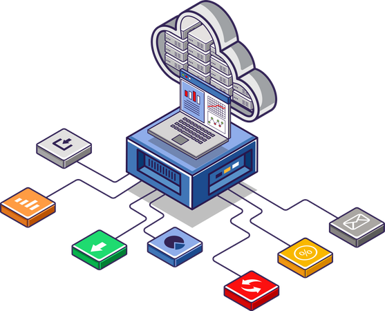 Application de serveur cloud  Illustration