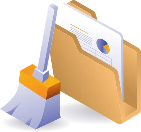 Application technology cleans folder data  Illustration