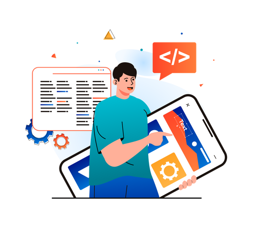 Application UI design by developer  Illustration