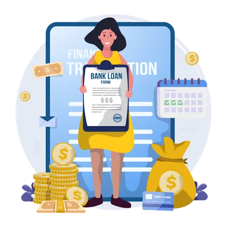 Applying for loan at the bank Illustration