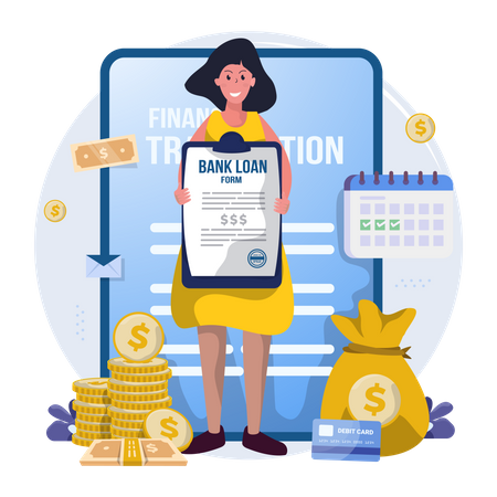 Applying for loan at the bank  Illustration