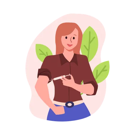 Applying self injection in arm  Illustration