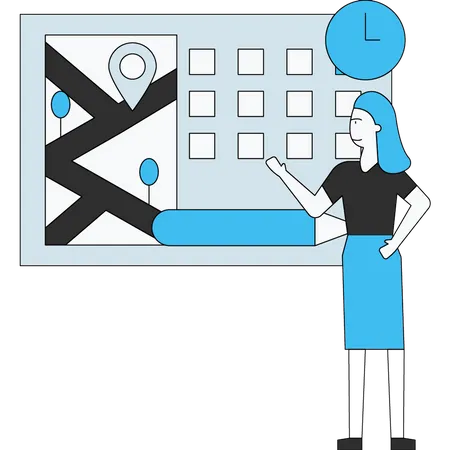 The Girl Is Looking At Appointment Calendar Illustration