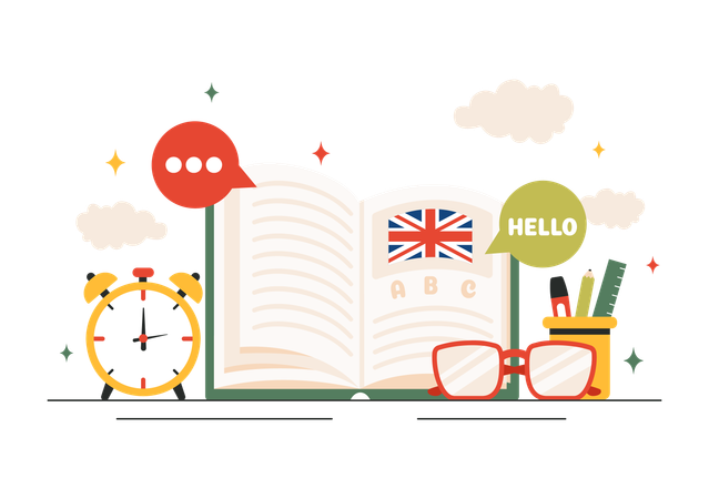 Apprendre l'anglais à partir d'un livre  Illustration