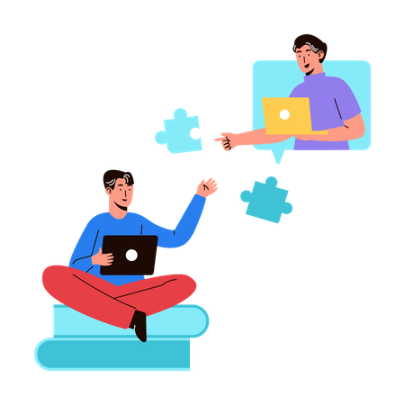 Apprentissage en ligne en équipe  Illustration