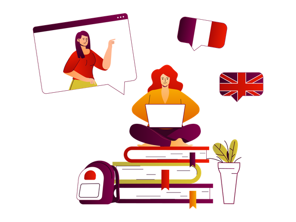 Apprentissage en ligne des langues étrangères  Illustration