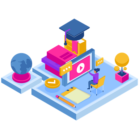 Apprentissage vidéo en ligne  Illustration