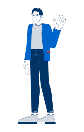 Approachable korean male employee in blazer greeting  Illustration