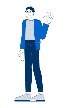 Approachable korean male employee in blazer greeting  Illustration