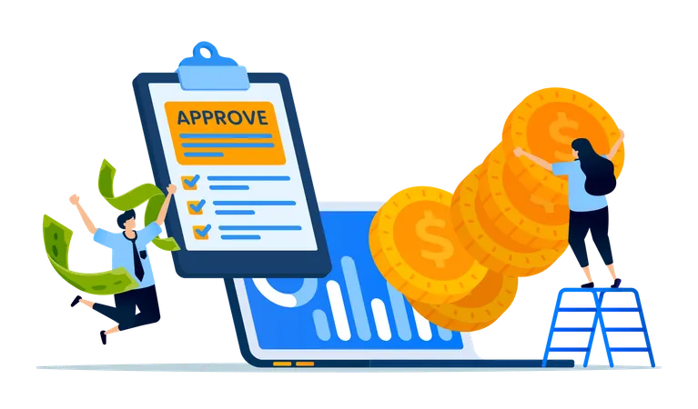 Approval from digital banks or fintech platforms for applying for low-interest debt or loans  Illustration