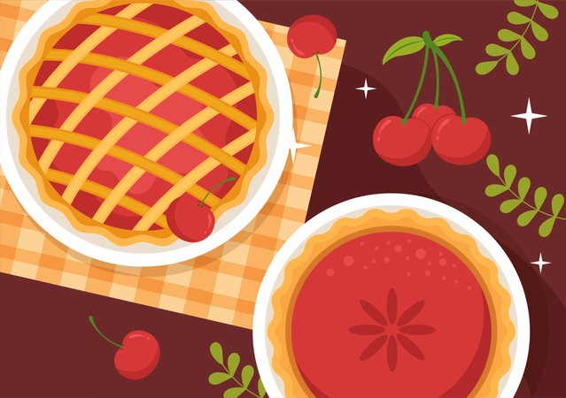 Apreciação de torta de frutas  Ilustração